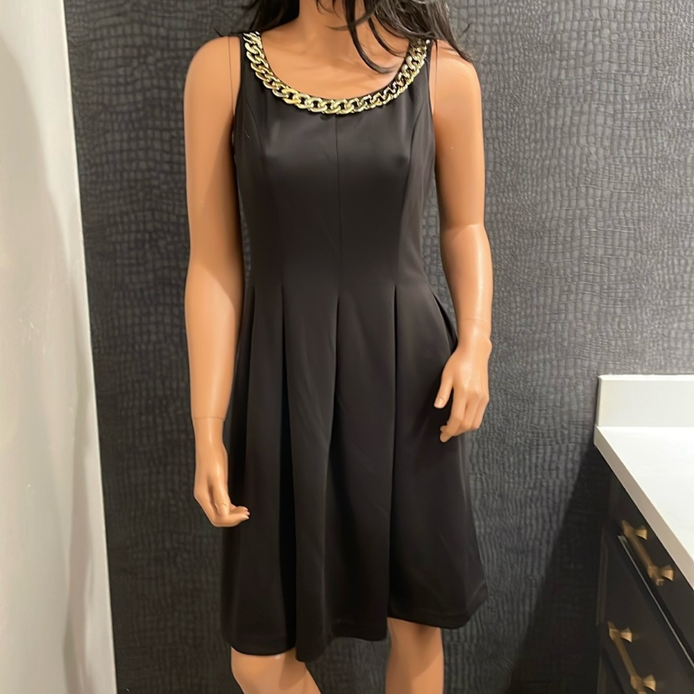 6 RMLL Black Sheath w/ Chain Dress Full Front Zipper
